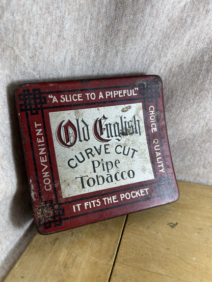 Old English Curve Cut Vintage Empty Tin