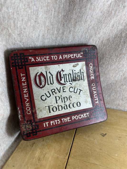 Old English Curve Cut Vintage Empty Tin