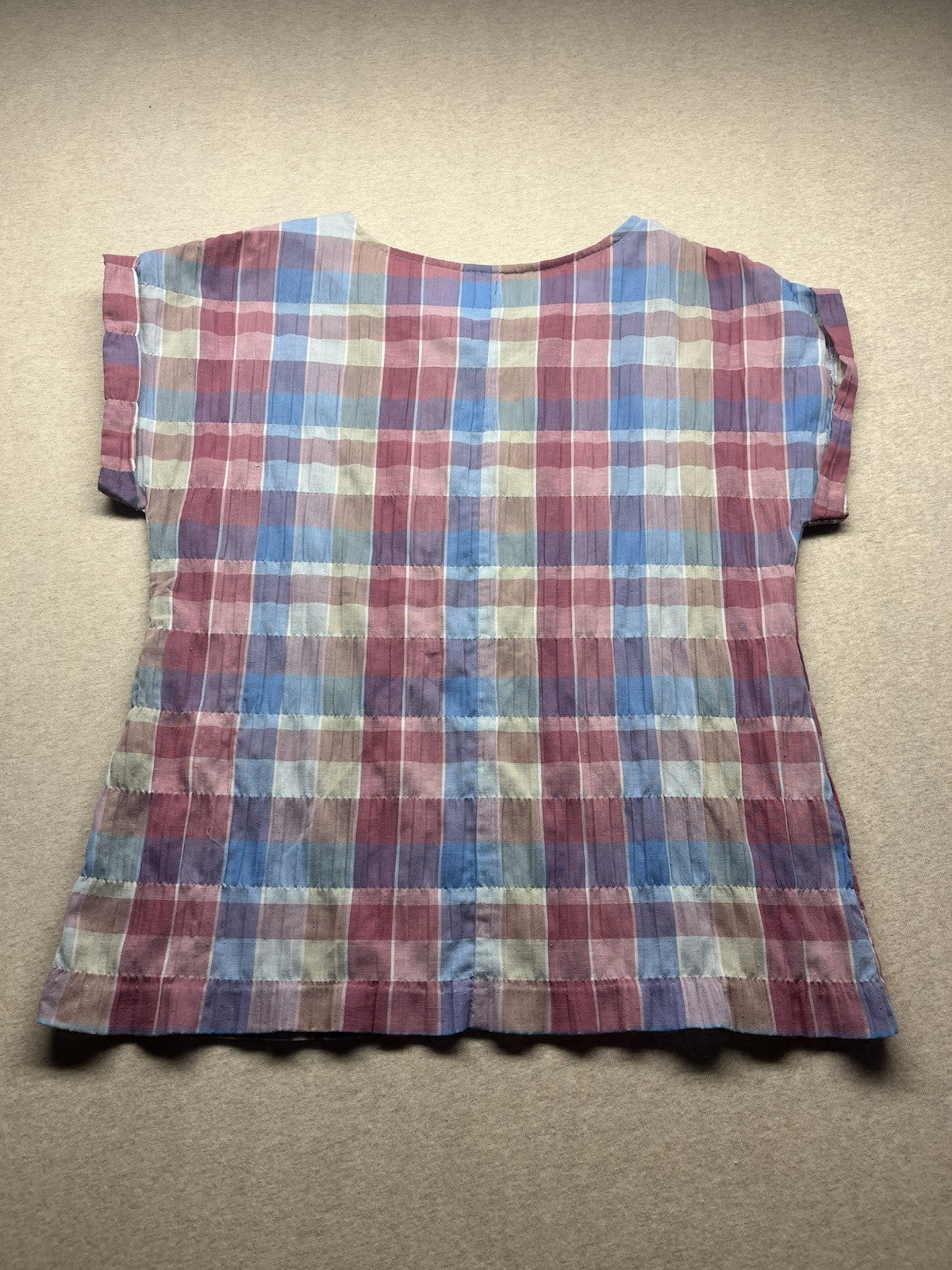 1980s Women’s Pink And Blue Cotton Sleeveless Top