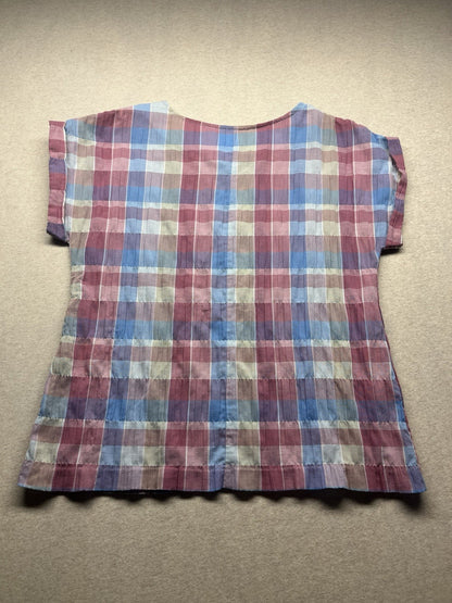 1980s Women’s Pink And Blue Cotton Sleeveless Top