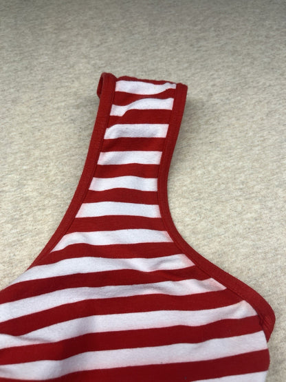 1980s Women’s Red & Wht Stripe Sleeveless Body Suit 