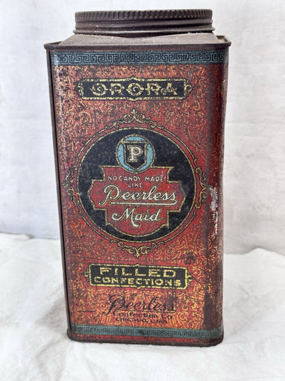 Peerless Maid Filled Confections Candy Tin Vintage #S-1955