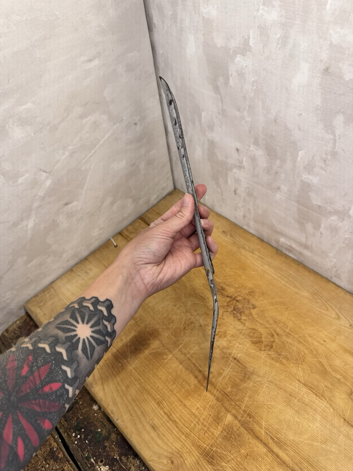 Grey Enamel Splatter Spatula Antique #1186