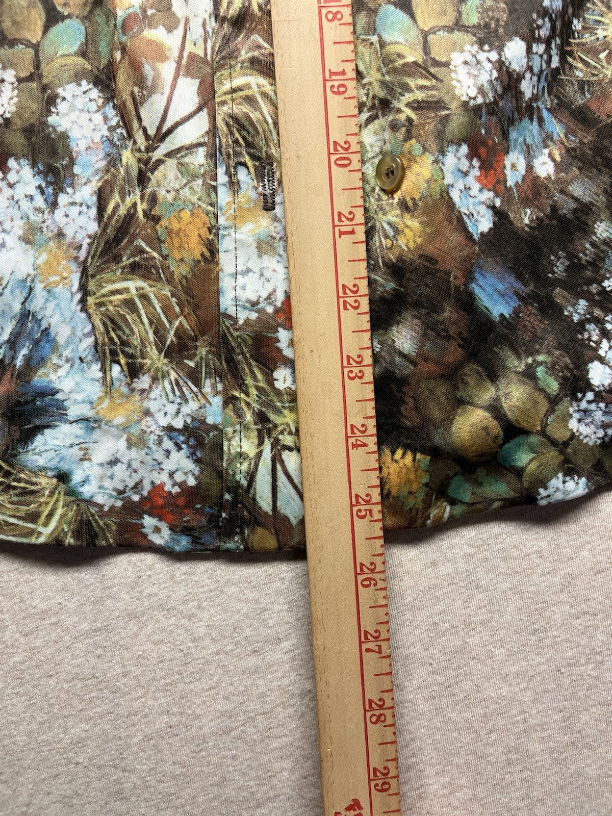 1960s, 70s Women’s Knit L Sleeve Brown Flowered Print Shirt By Terry