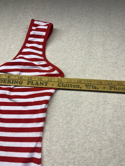 1980s Women’s Red & Wht Stripe Sleeveless Body Suit 