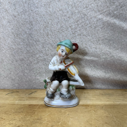 Boy Playing Violin Figurine Vintage Occupied Japan