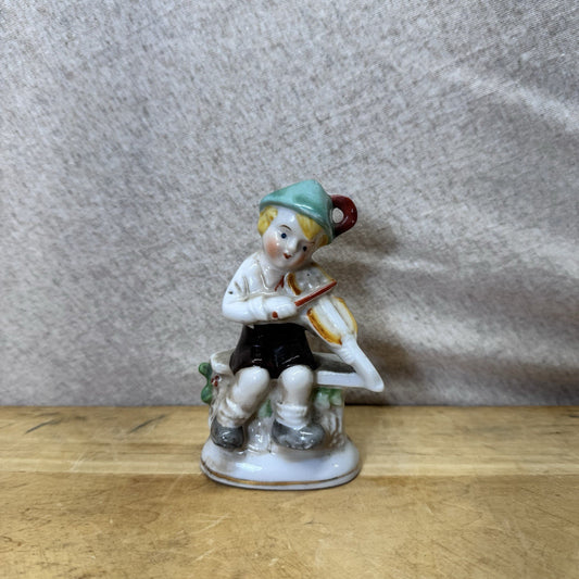 Boy Playing Violin Figurine Vintage Occupied Japan