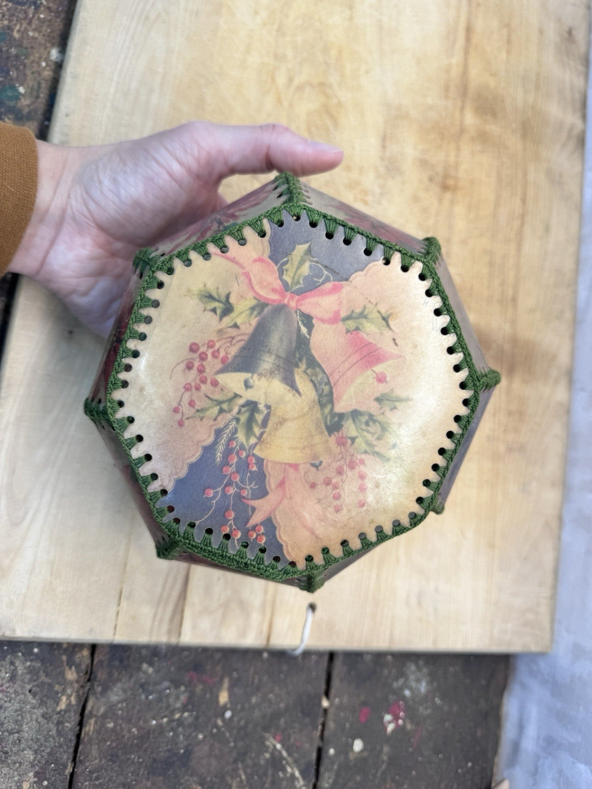 Hand Made Christmas Card Bowl Vintage