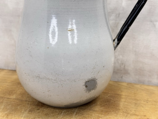 White Enamel Pitcher Antique #1360