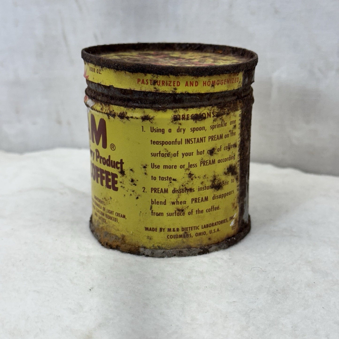 Pream Coffee Creamer Small Tin Can Vintage Rustic