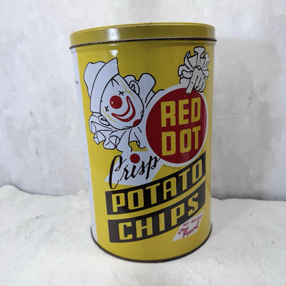 Red Dot Potatoes Chips Yellow Tin Empty Vintage 