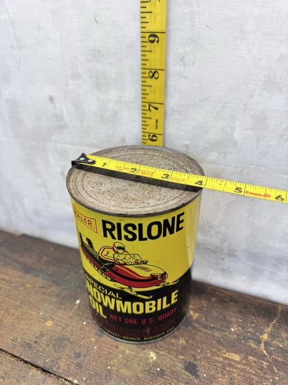 Shaler Rislone Snowmobile Oil Waupun Wisconsin Can Vtg #1485