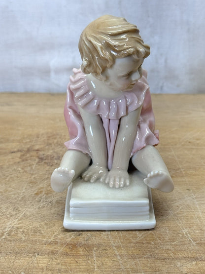 Rare Karl Ens Volkstedt Porcelain Figurine Girl Pink Dress Vtg #S-1849