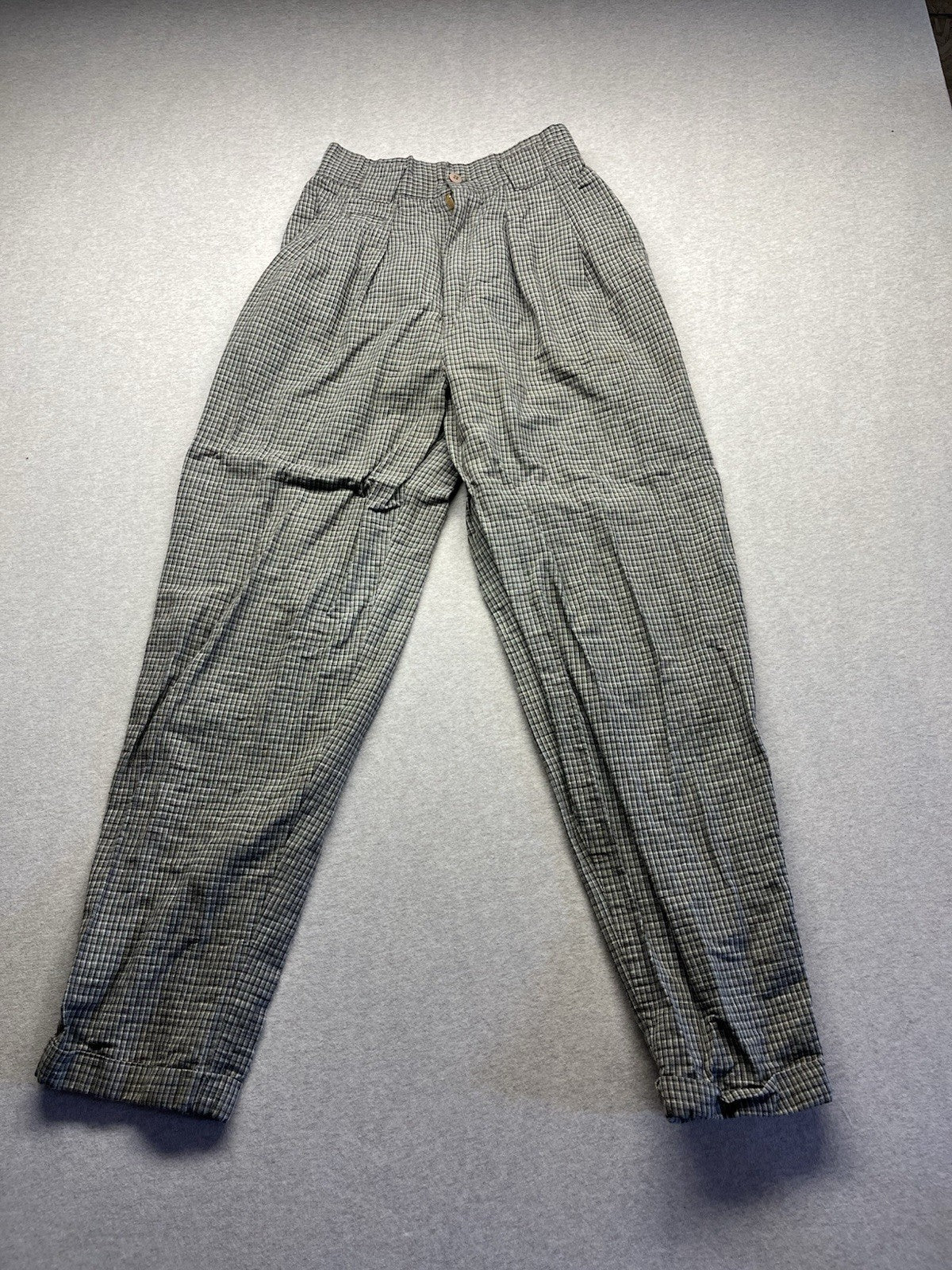1990s Women’s Brown Plaid Cotton Pants