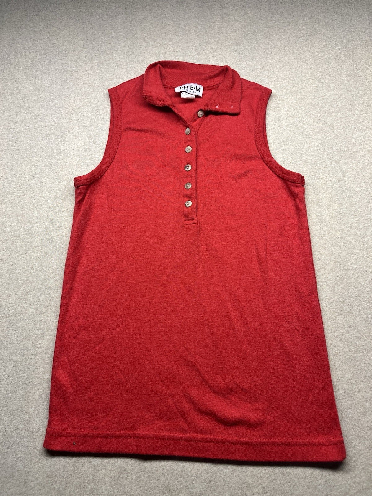 1970-80s Women’s Red Knit Sleeveless Polo Top