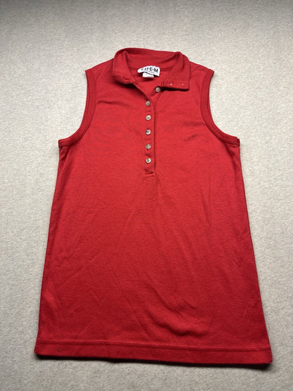 1970-80s Women’s Red Knit Sleeveless Polo Top