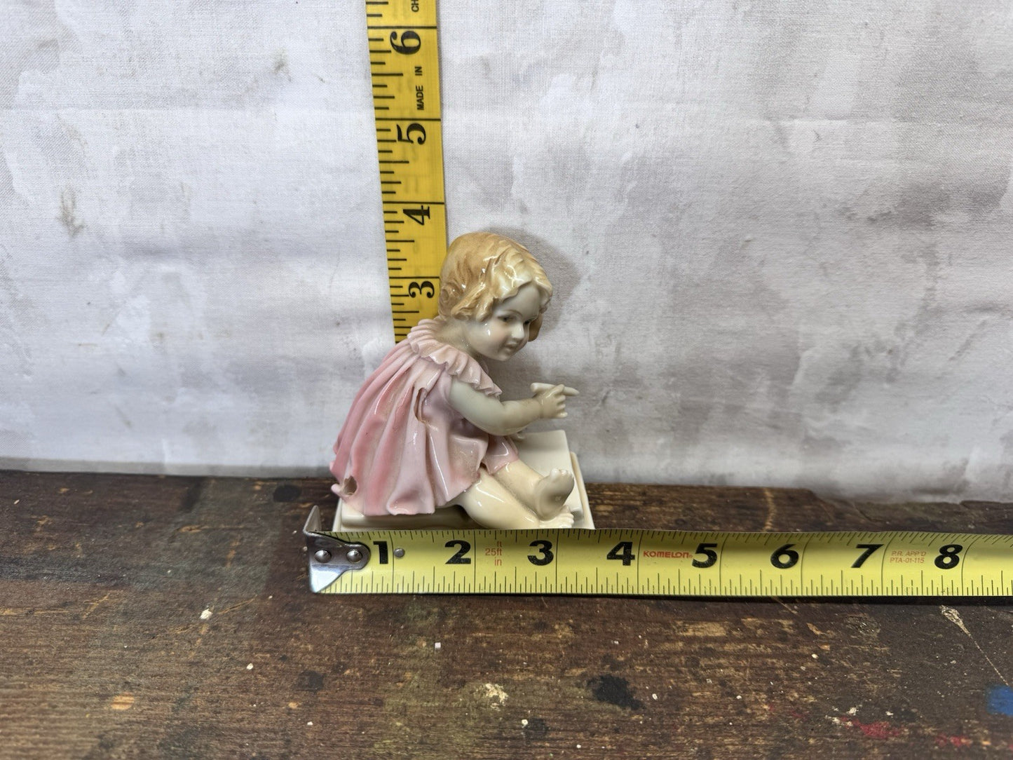 Karl Ens Porcelain Figurine Girl Pink Dress Germany Vtg Rare Flawed #S-1864