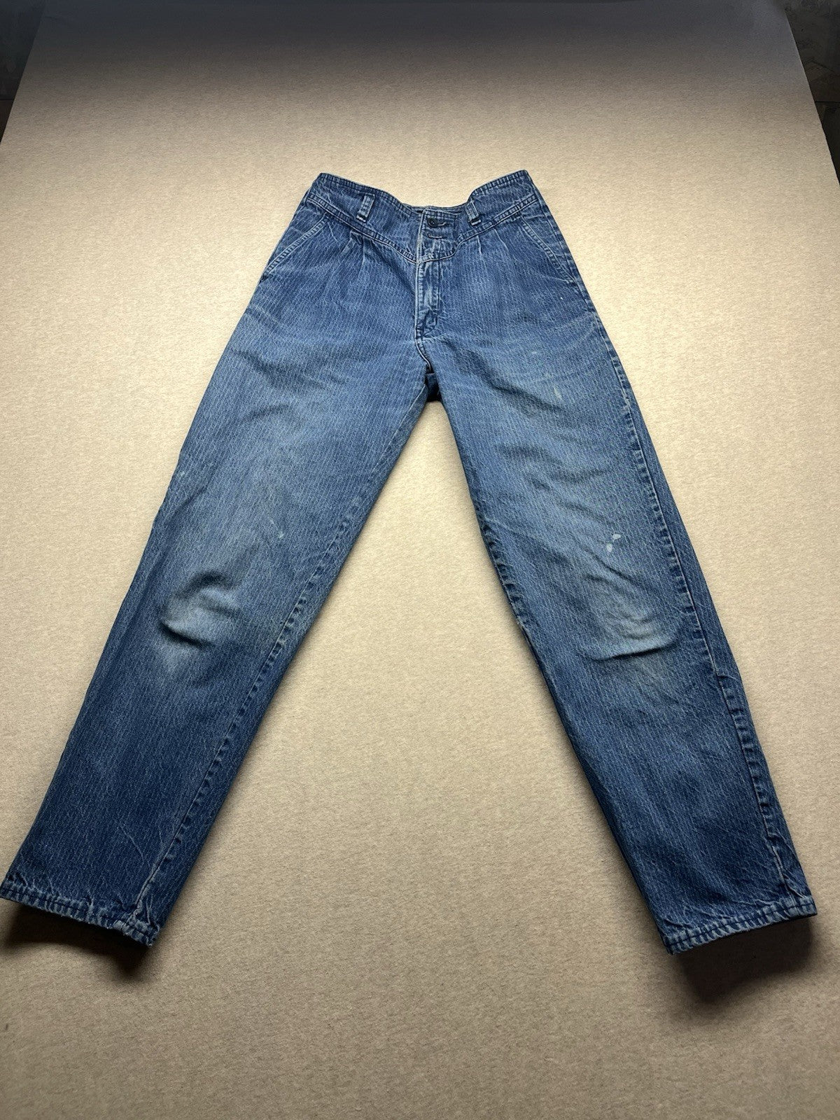 1980s Women’s High Waisted Striped Distressed Jeans