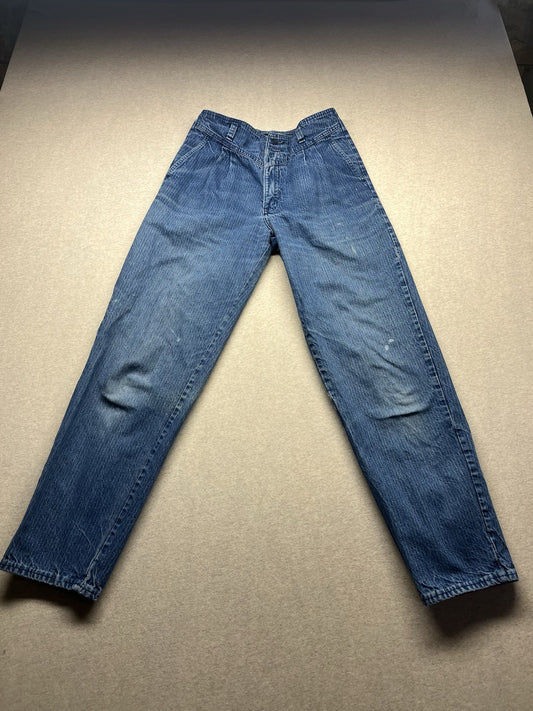 1980s Women’s High Waisted Striped Distressed Jeans