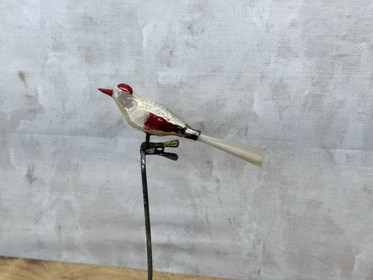 Antique Glass Clip On Bird Ornament  #1490