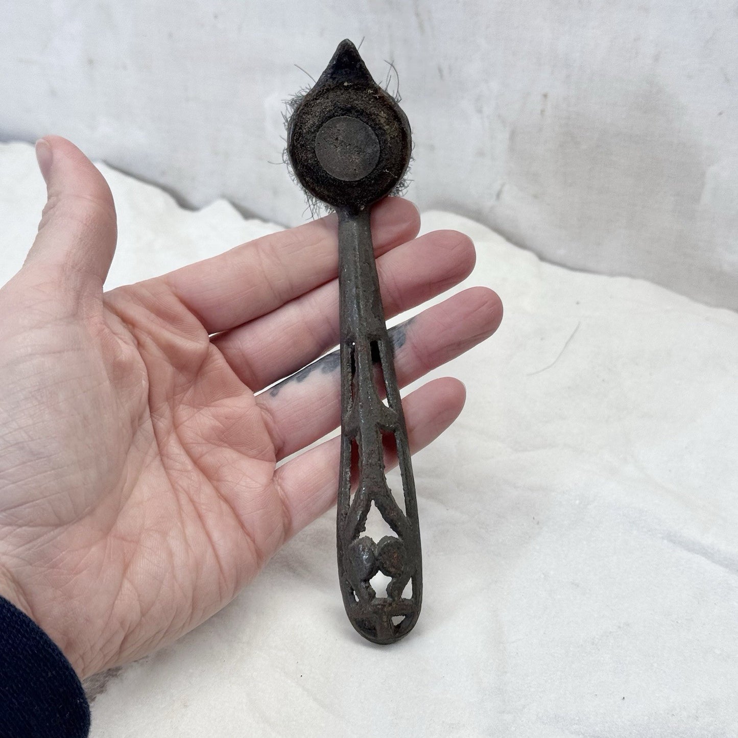 Vintage Shoe Shining Brush Art Deco Metal Handle