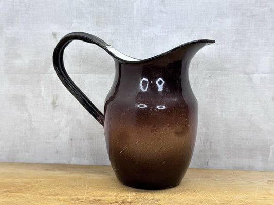 Brown Enamel Pitcher Mini Antique #1175