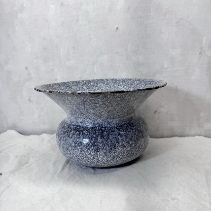 Grey White Enamel Spittoon Vintage