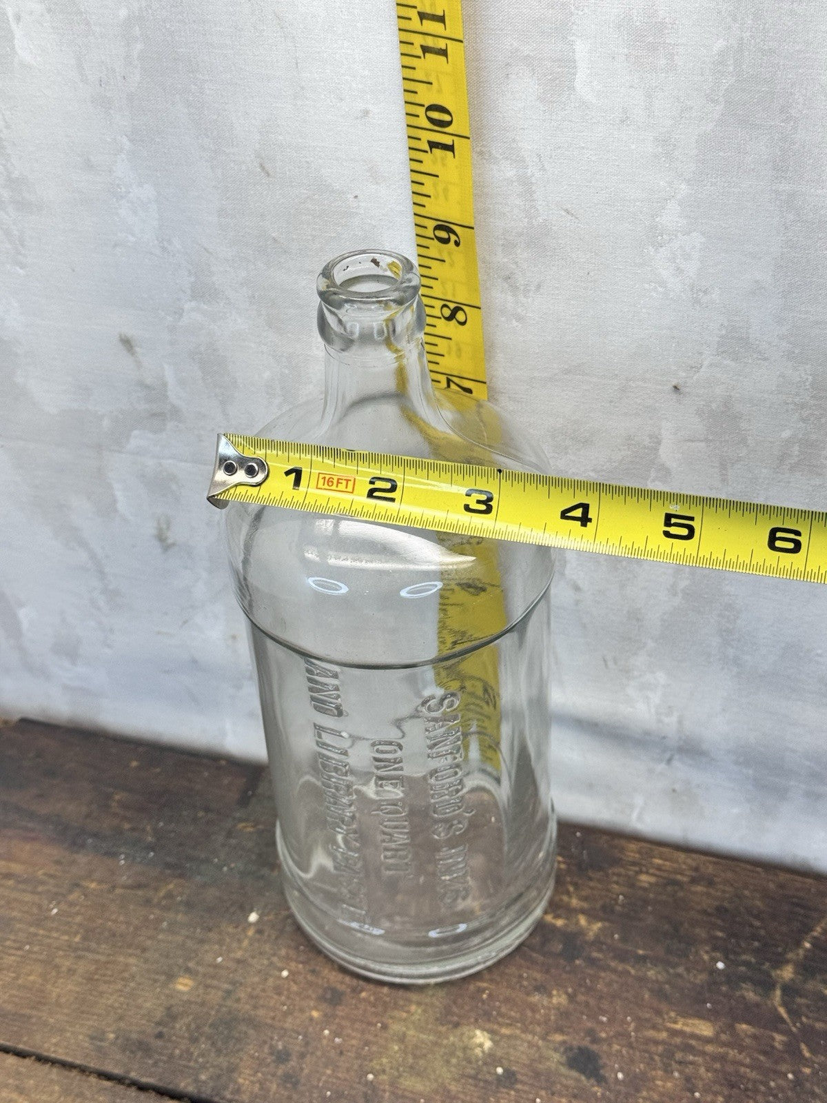 Sanford’s Inks And Library Paste Embossed One Quart Antique Bottle #1452
