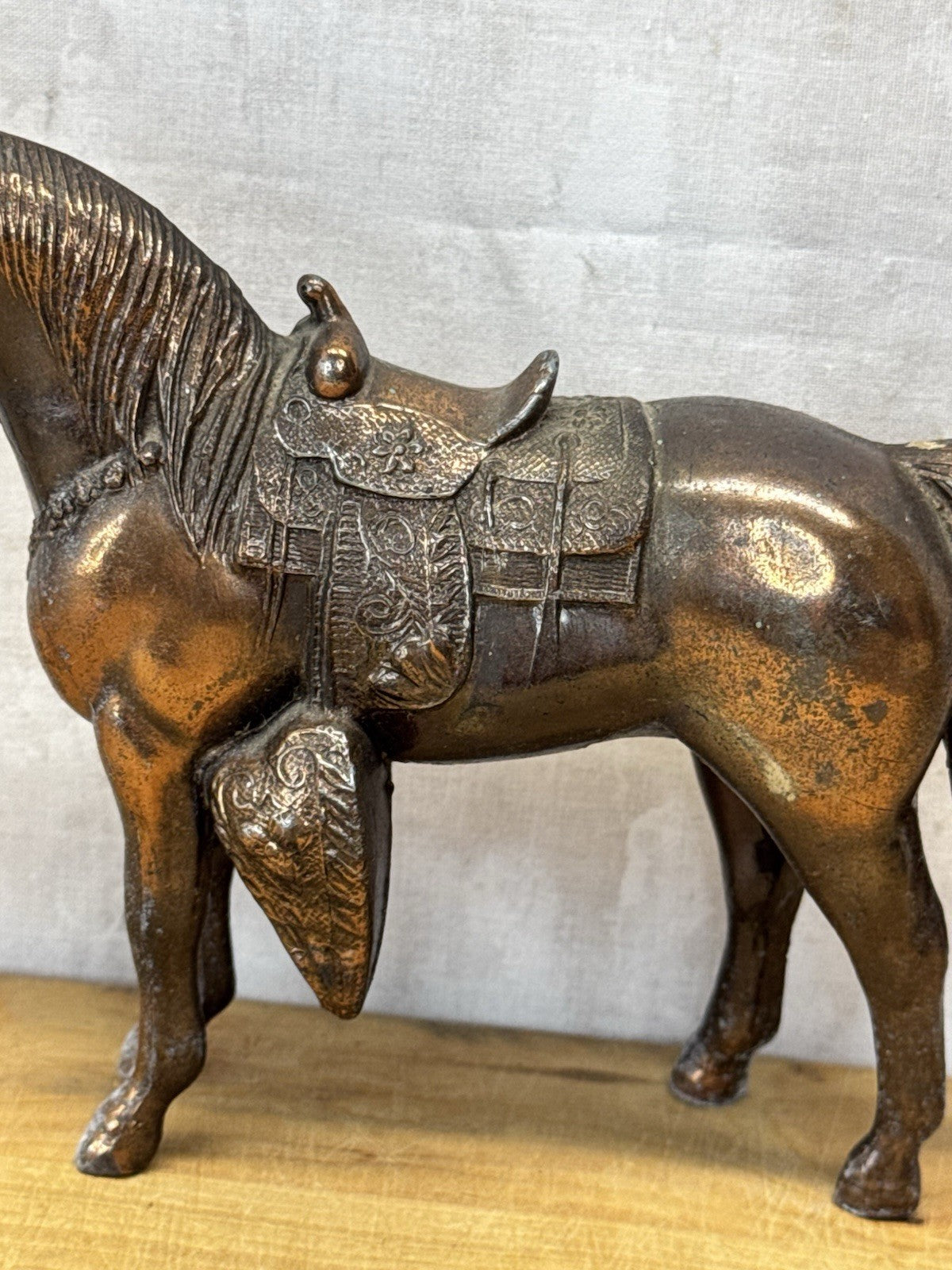 copper plated metal horse 1950s #1068