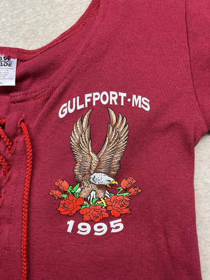  1990s Women’s Red S Sleeve Knit Gulfport Top