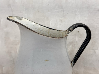 White Enamel Pitcher Antique #1360