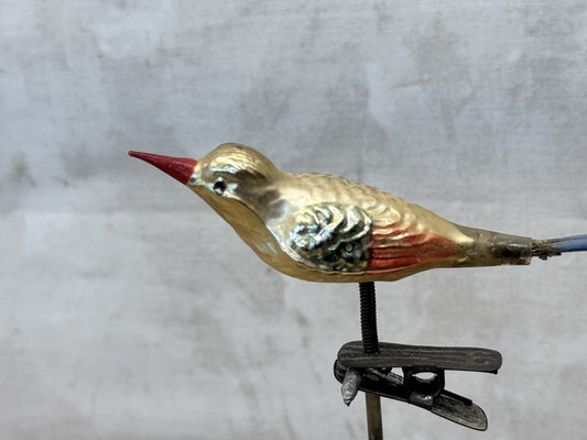 Antique Glass Bird Clip On Ornament #1488