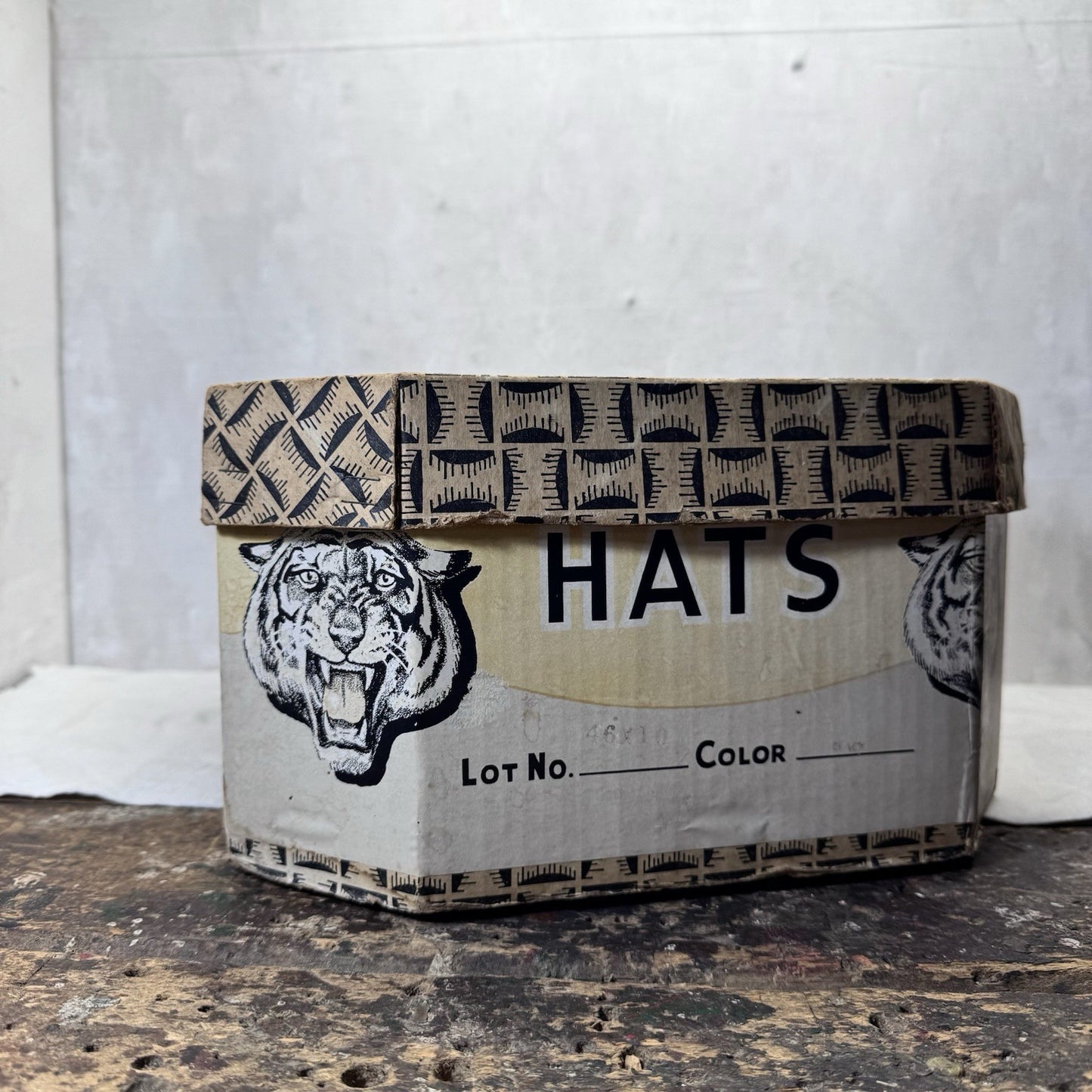 Vintage Heavy Cardboard Hat Box Container 