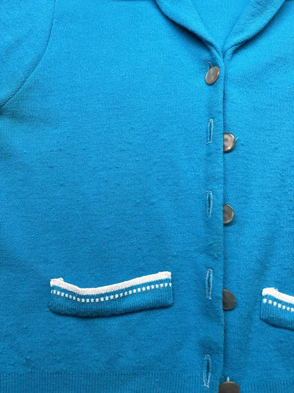 1950s Women’s Blue S Sleeve Sweater W/pockets
