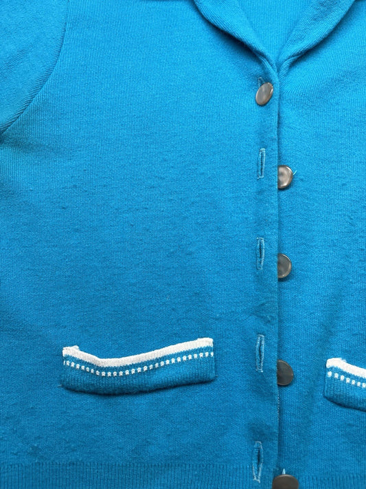 1950s Women’s Blue S Sleeve Sweater W/pockets
