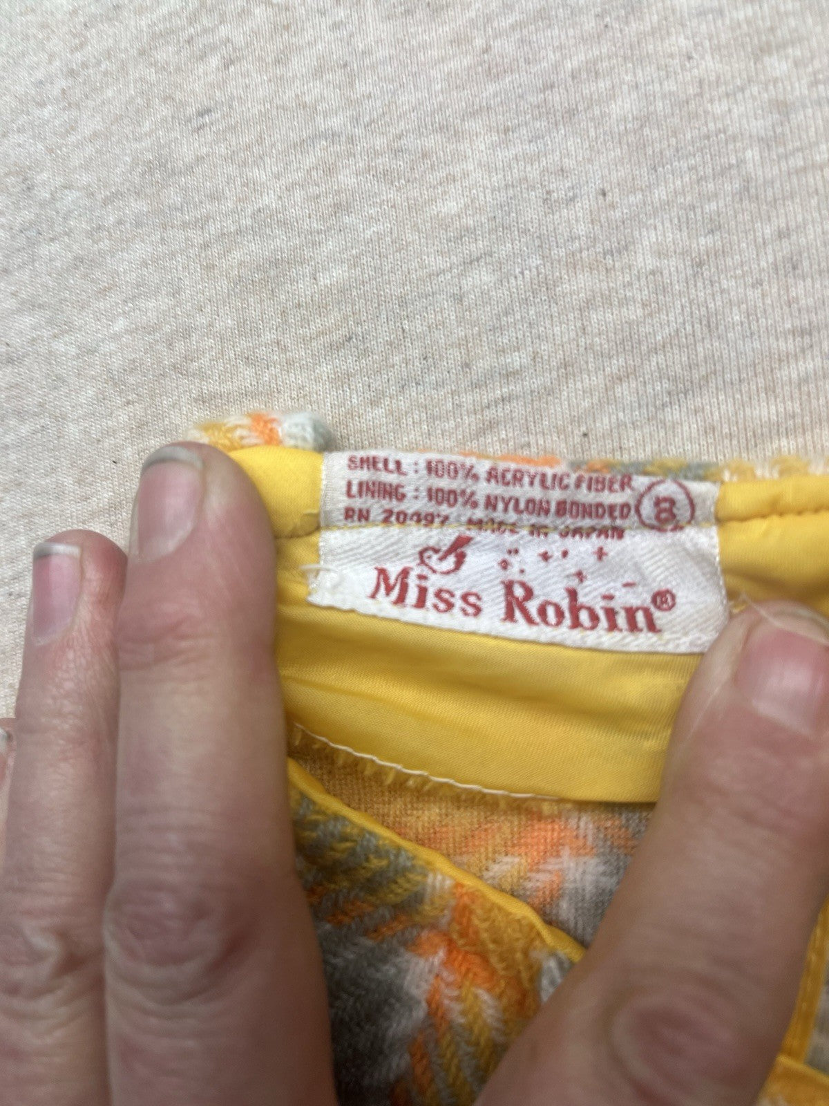 1950s, 60s Youth Girls Gold Plaid Skirt W/pockets