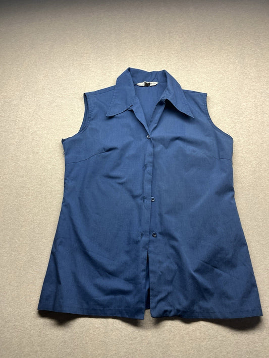 1960s Women’s Blue Classic Sleeveless Cotton Shirt