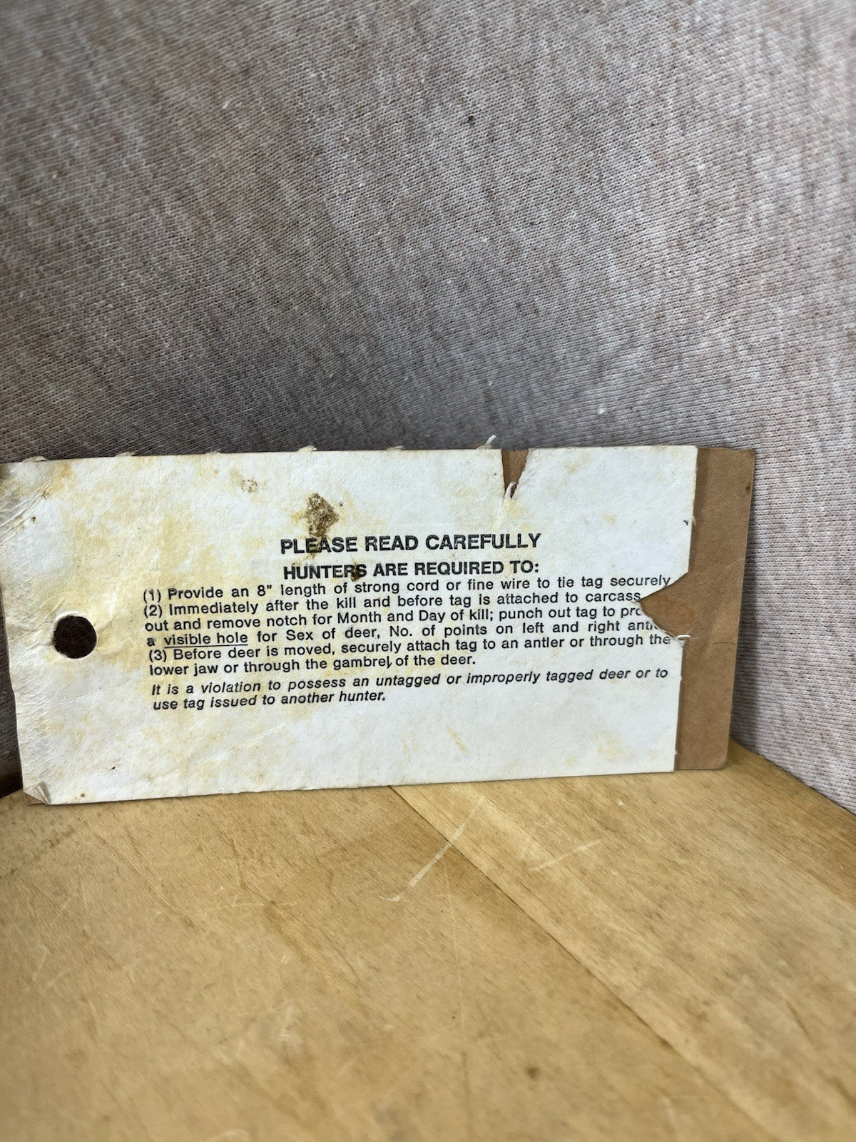 Michigan 1986 Non Resident Deer Back Tag (11935)