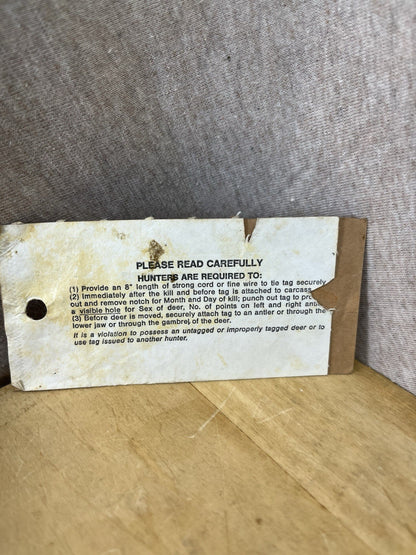 Michigan 1986 Non Resident Deer Back Tag (11935)