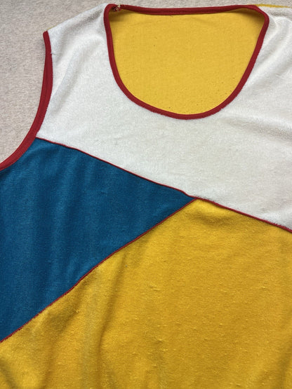1970s Women’s Multi Color Terry Cloth Knit Sleeveless Top