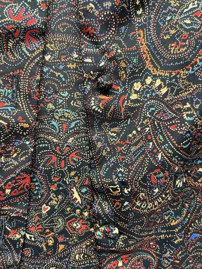 1960s, 70s Women’s Brown Paisley L Sleeve Nylon Top
