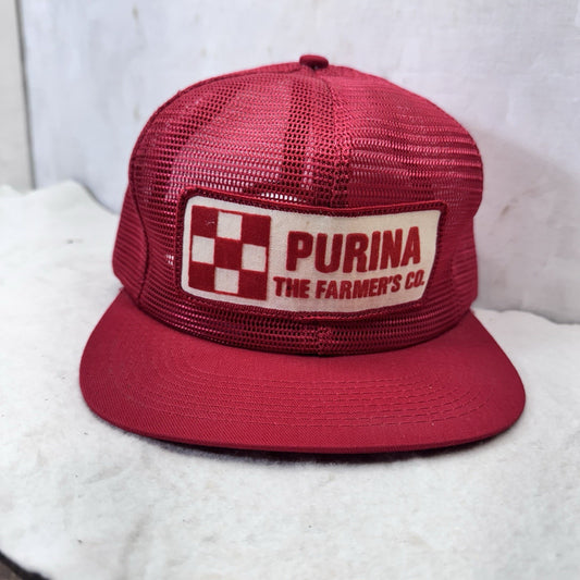 Purina The Farmers Co. Red SnapBack Truckers Hat Vintage 