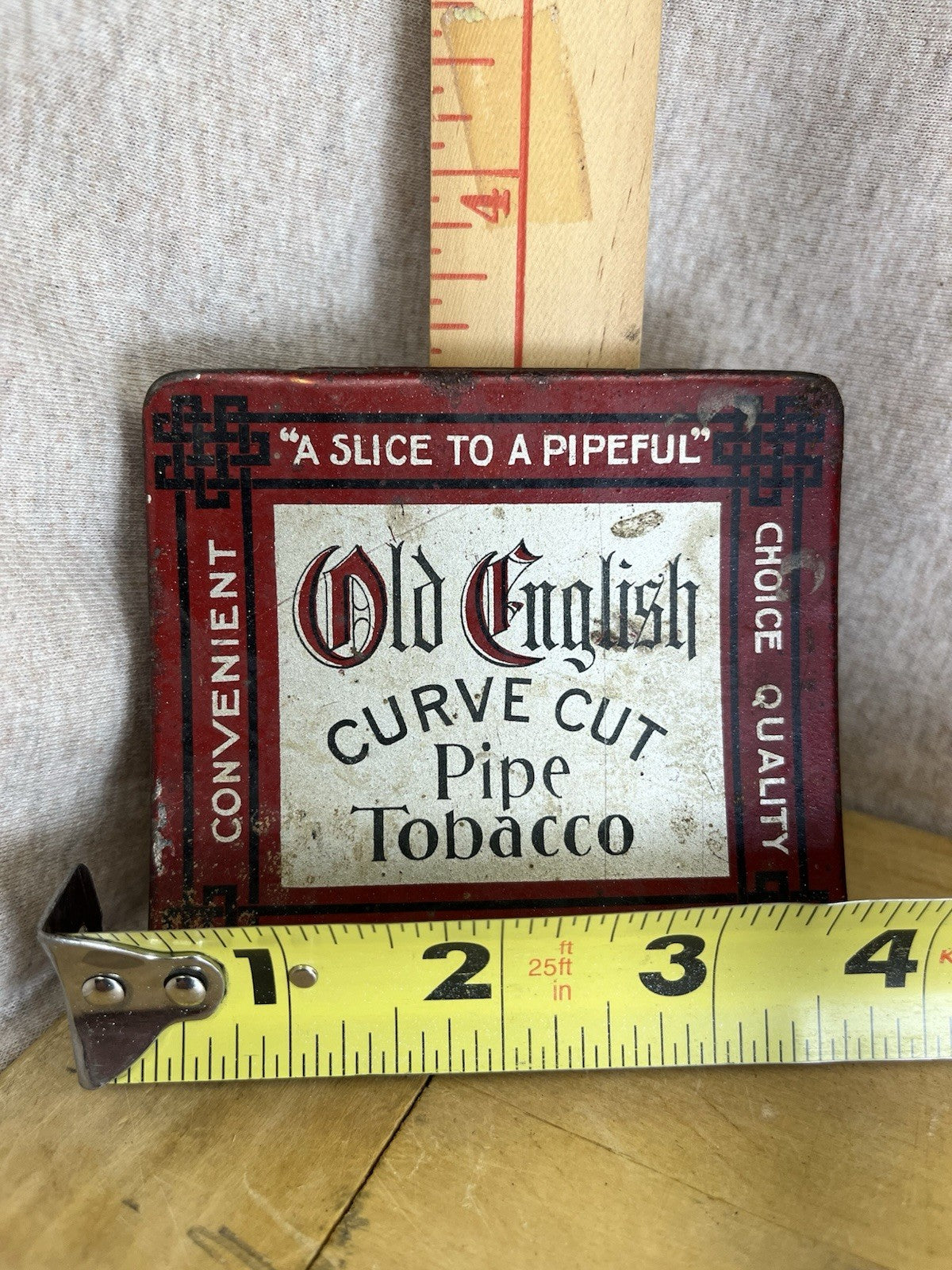 Old English Curve Cut Vintage Empty Tin