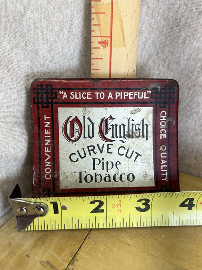 Old English Curve Cut Vintage Empty Tin