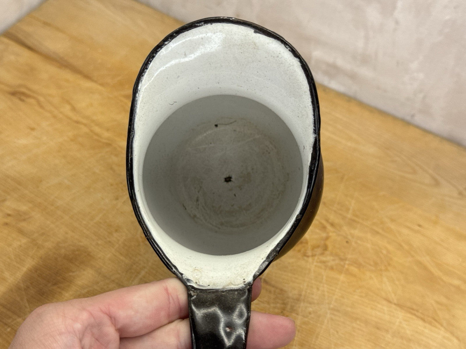 Brown Enamel Pitcher Mini Antique #1175