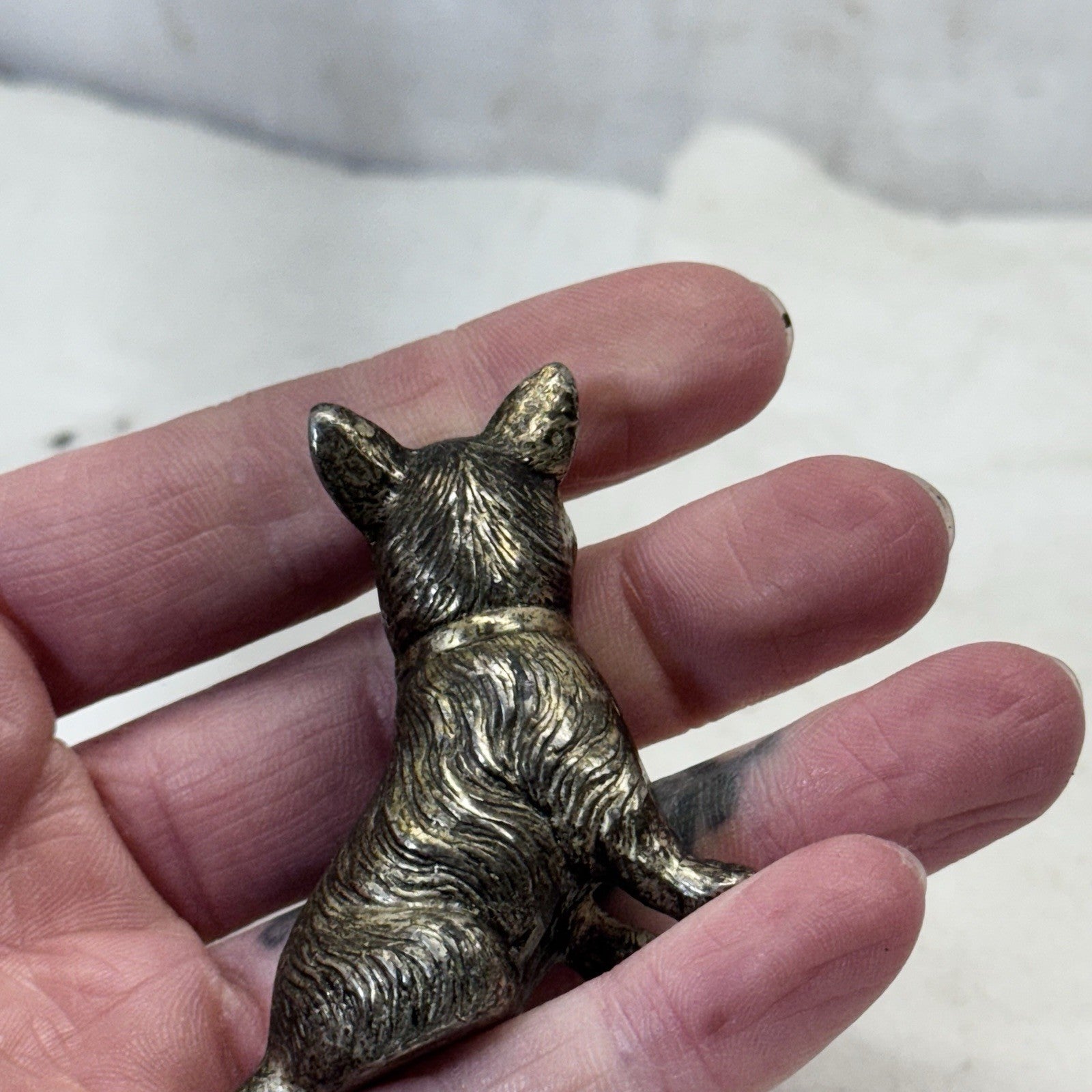 Scottish Terrier Metal Figurine Vintage Japan