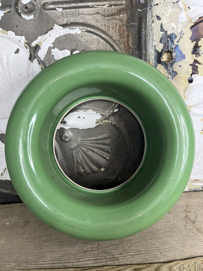 antique vintage enamelware green And Pink Jello Mold Bundt Pan