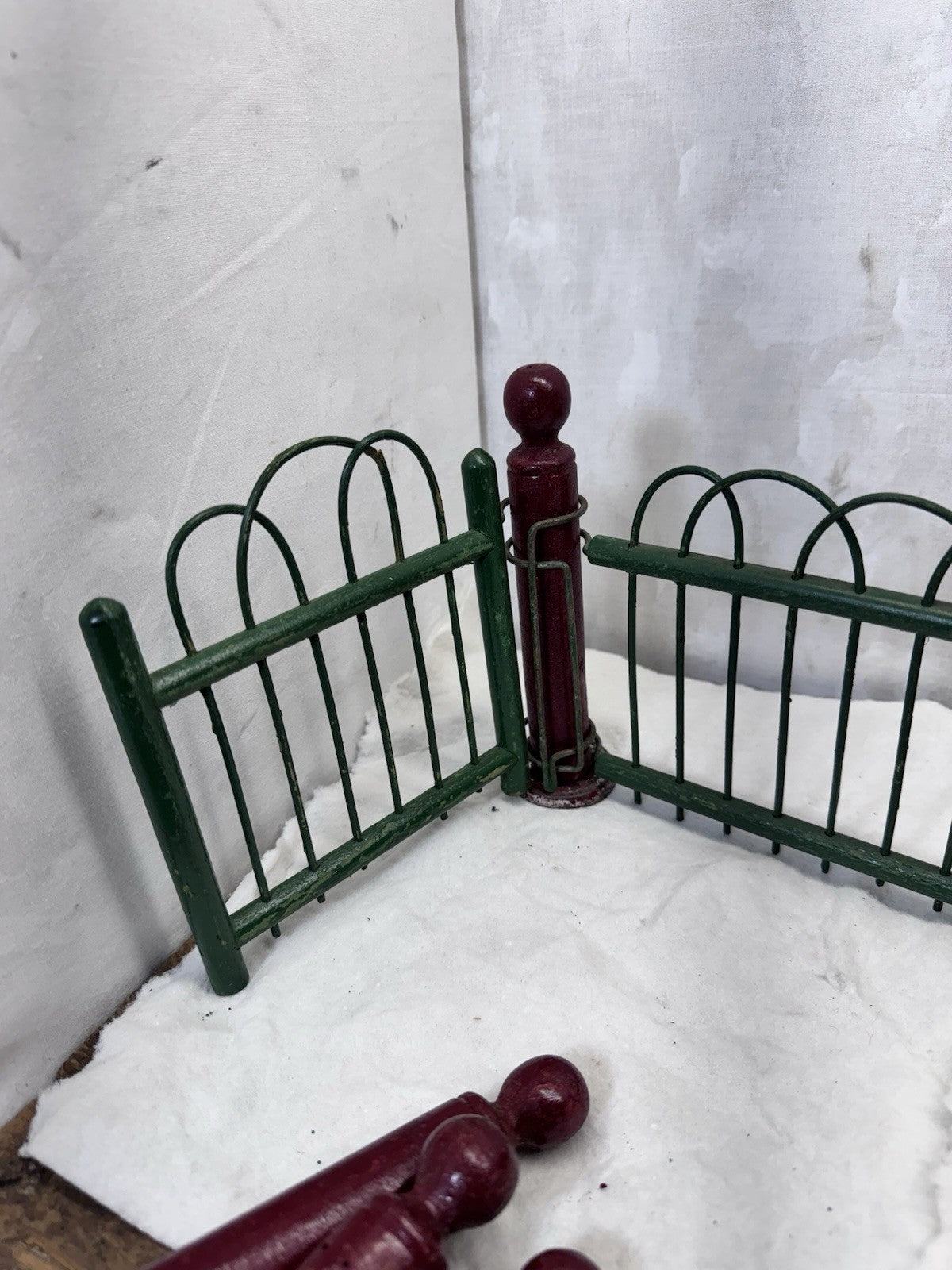 Vintage Christmas Holiday Miniature Feather tree Fence Set Vintage