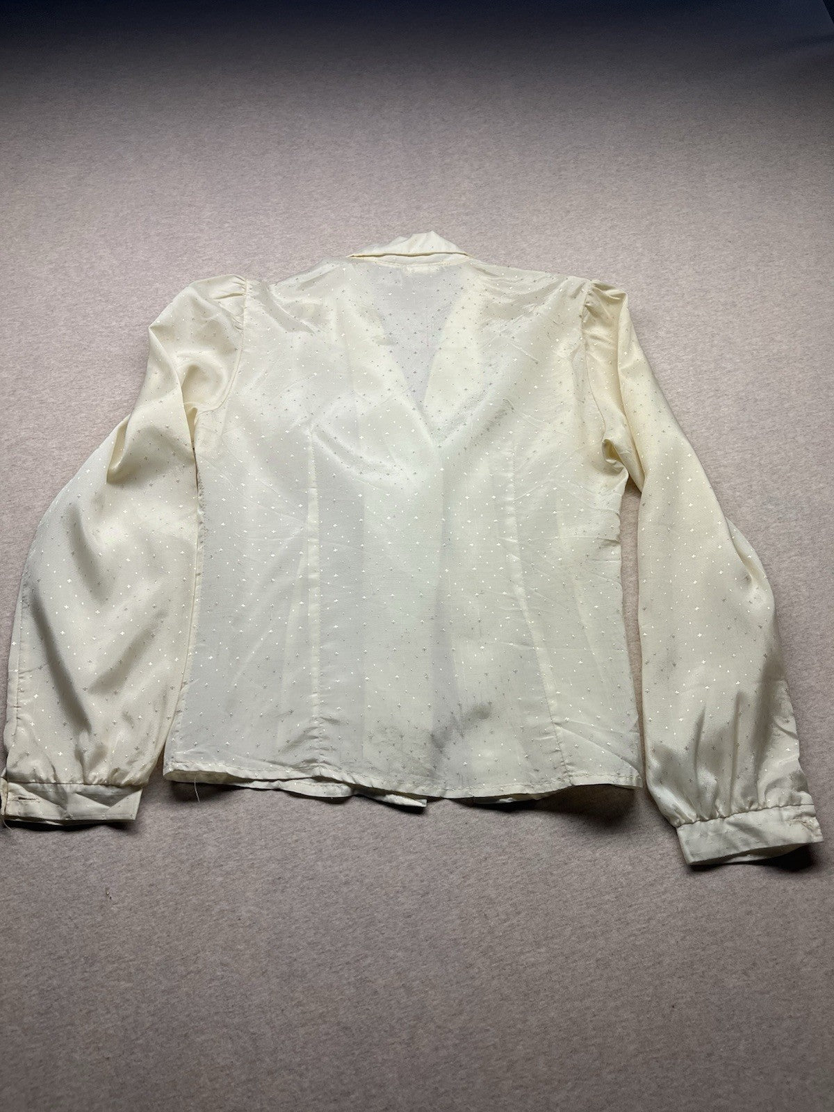 1970s, 80s Women’s Cream L Sleeve Cotton Top