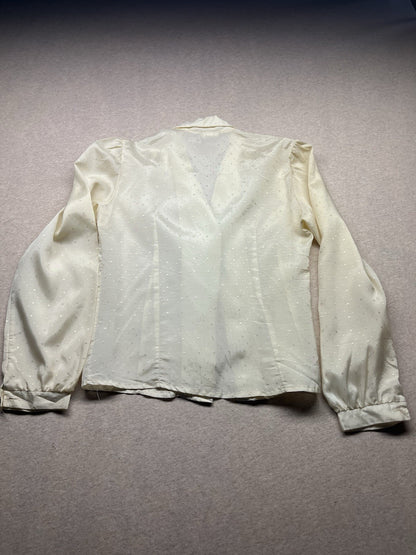 1970s, 80s Women’s Cream L Sleeve Cotton Top
